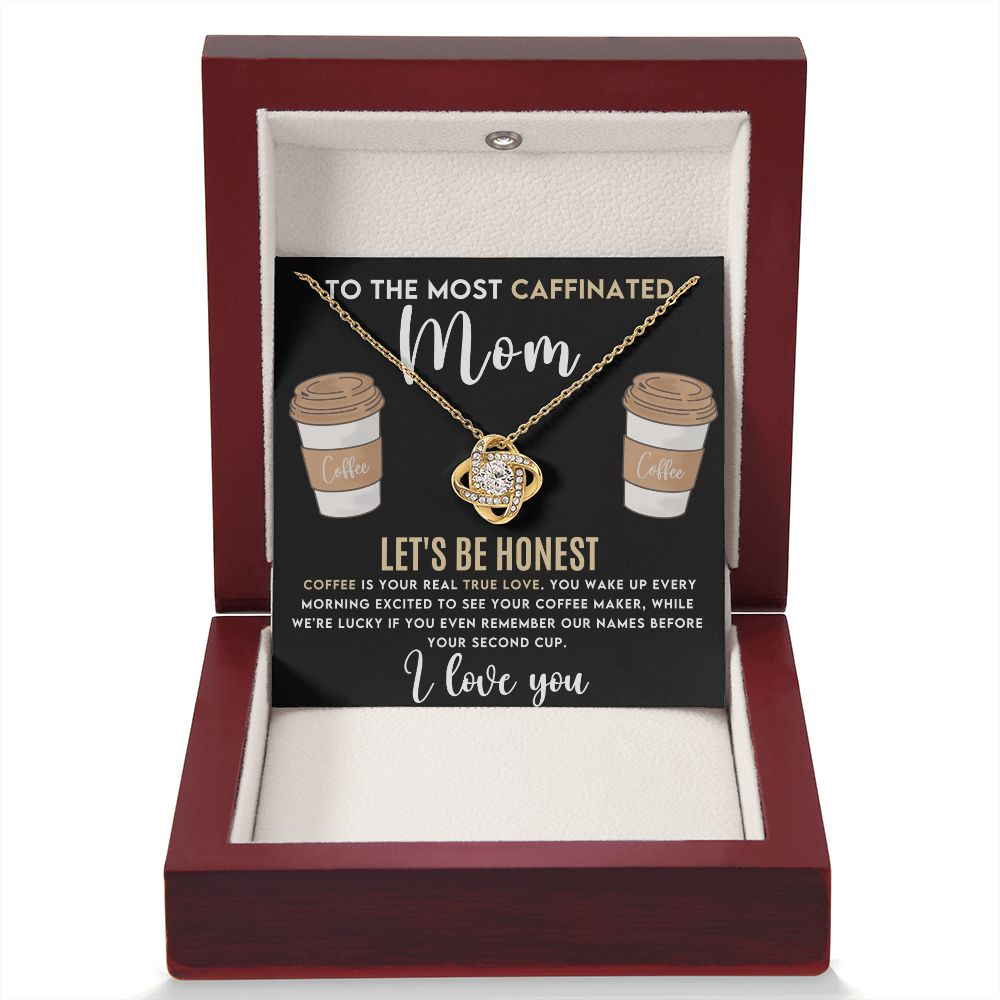 Caffeinated Mom Love  Knot Necklace-[Heartfelt Family Gift]