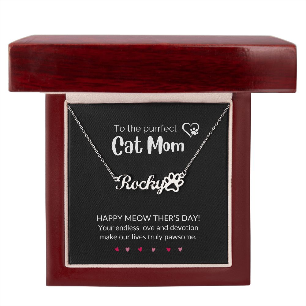 Cat Mom Paw Print Necklace for Mother's Day-[Heartfelt Family Gift]