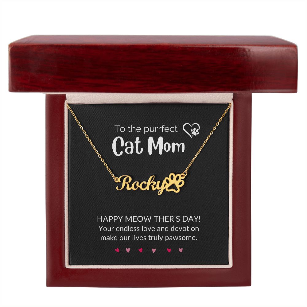 Cat Mom Paw Print Necklace for Mother's Day-[Heartfelt Family Gift]