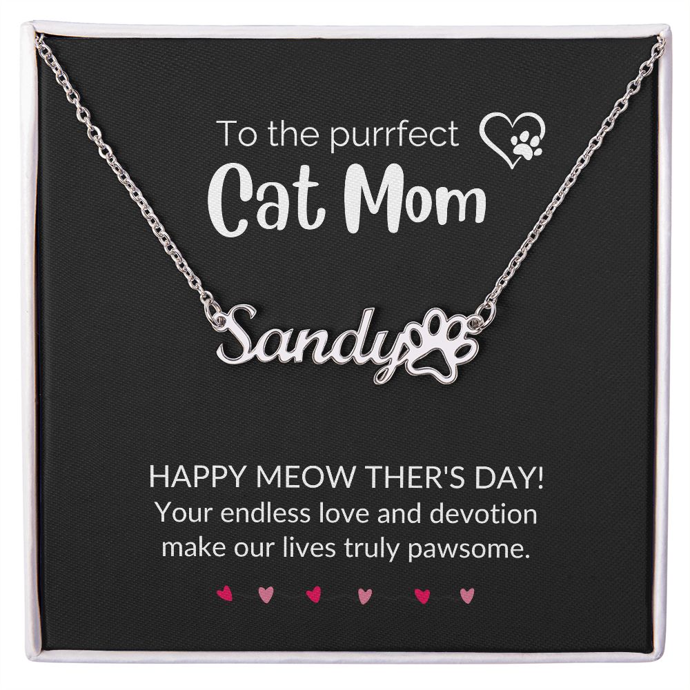 Cat Mom Paw Print Necklace for Mother's Day-[Heartfelt Family Gift]