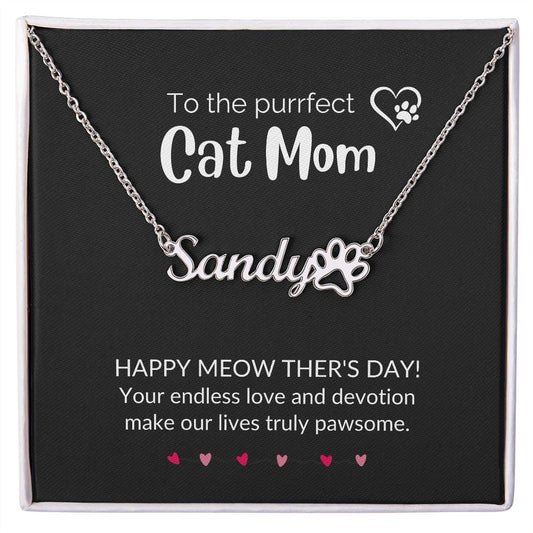 Cat Mom Paw Print Necklace for Mother's Day-[Heartfelt Family Gift]