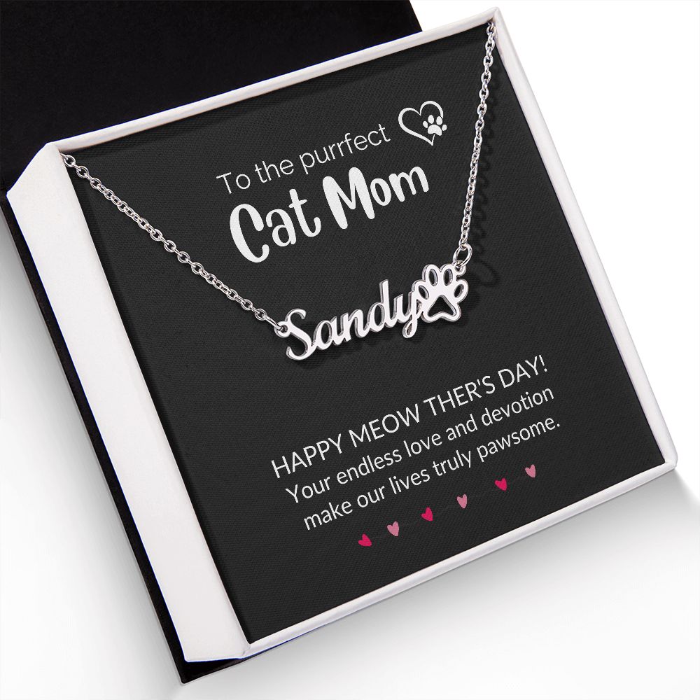 Cat Mom Paw Print Necklace for Mother's Day-[Heartfelt Family Gift]