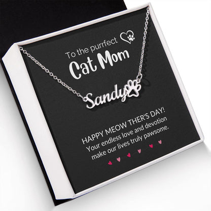 Cat Mom Paw Print Necklace for Mother's Day-[Heartfelt Family Gift]