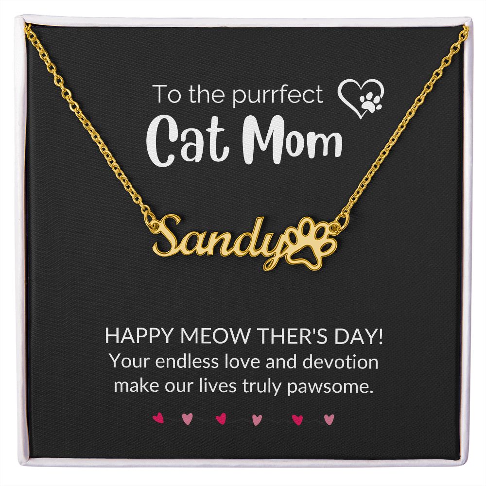 Cat Mom Paw Print Necklace for Mother's Day-[Heartfelt Family Gift]