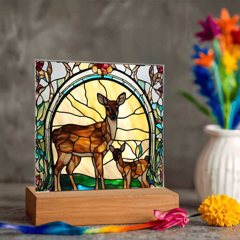Deer and Foe  Acrylic Square Plaque-[Heartfelt Family Gift]