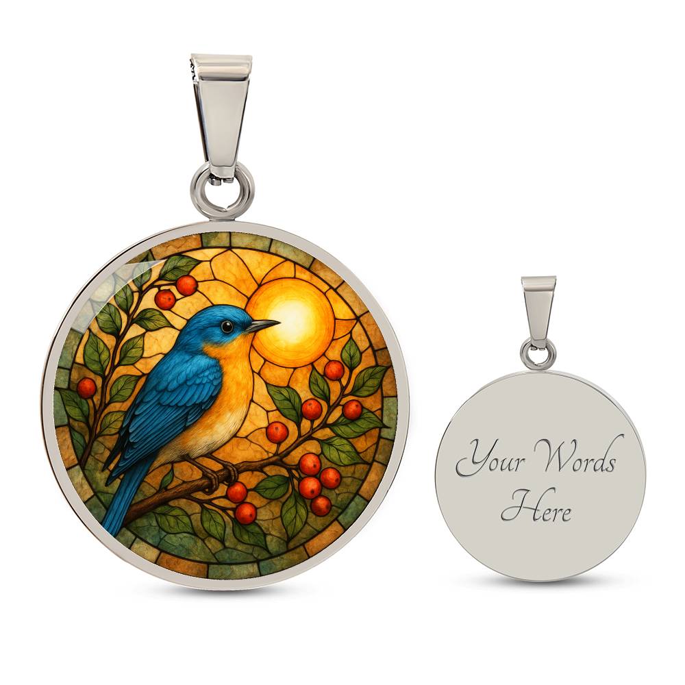 Bluebird Floral Necklace with Engraving