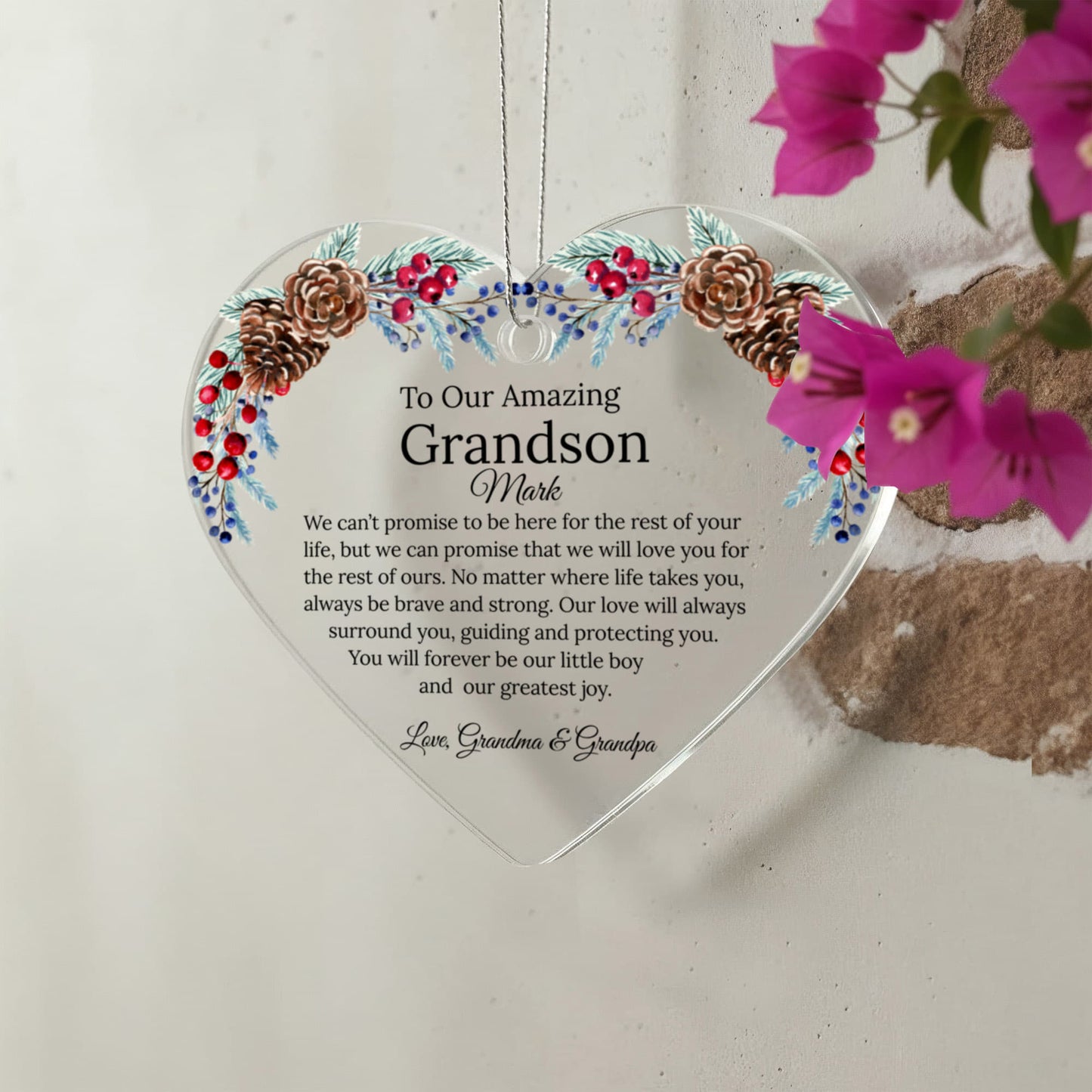 Grandson Acrylic Heart Ornament