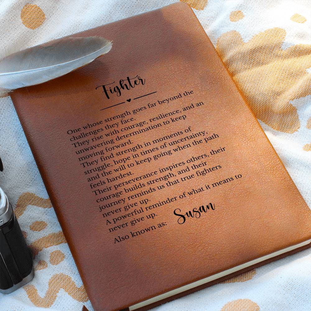 Strength of a Warrior Vegan Leather Journal, Personalized Inspirational Gift, Custom Engraved Notepad, Courage Resilience Diary