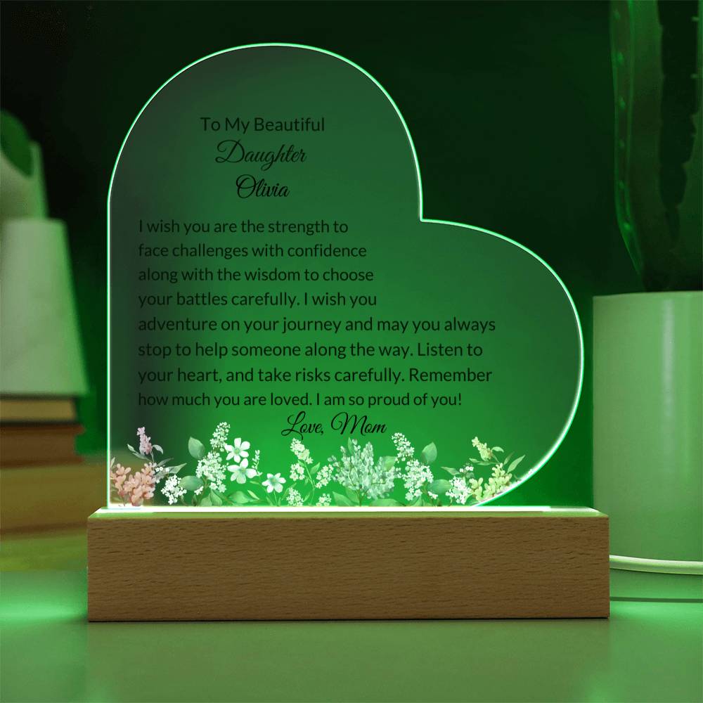 Daughter Personalized LED  Heart Plaque