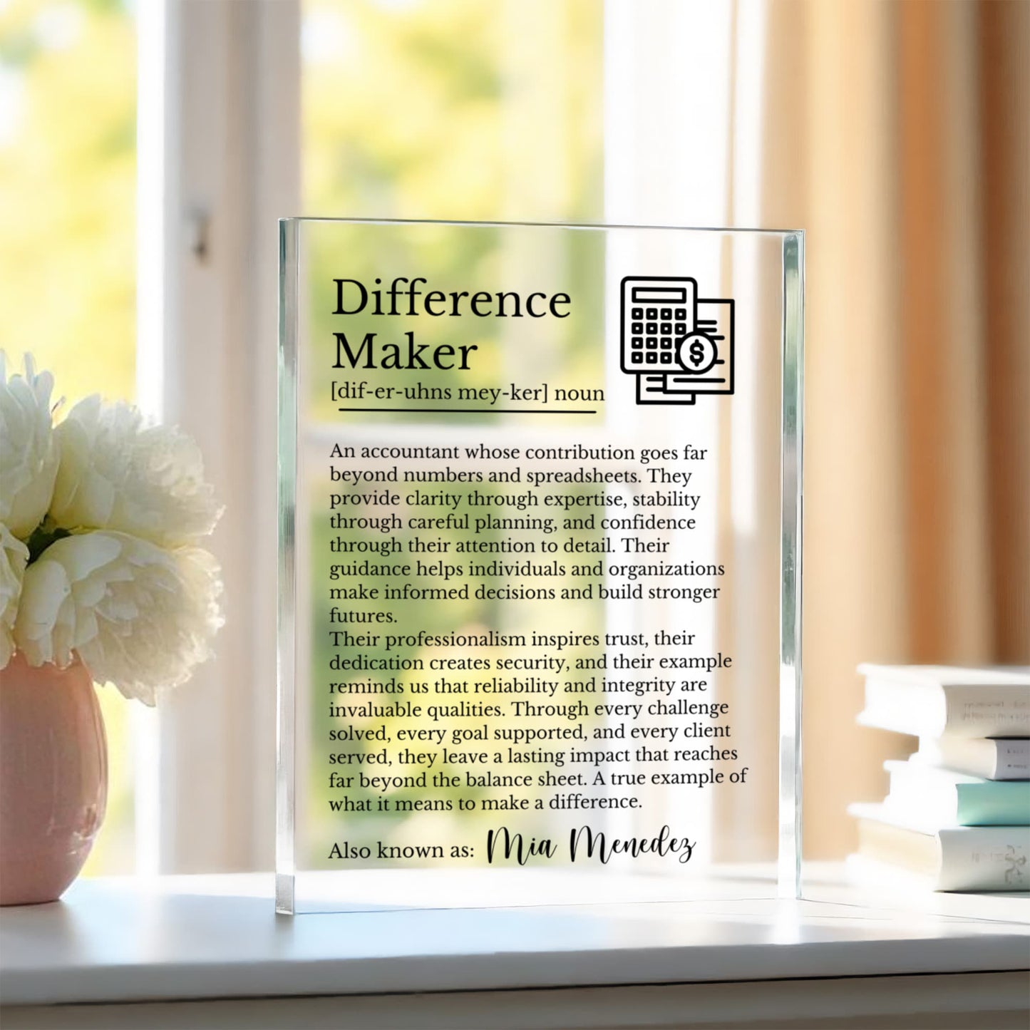 Accountant Difference Maker Plaque Appreciation Gift