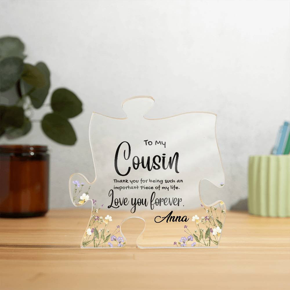 Cousin Acrylic Puzzle Plaque-[Heartfelt Family Gift]