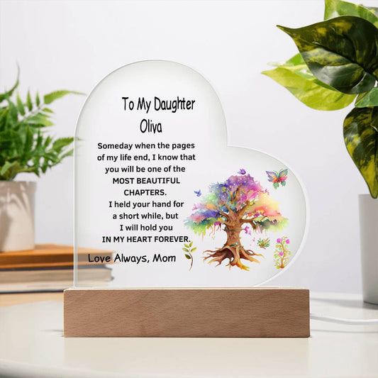 To My Daughter Personalized LED  Heart Plaque-[Heartfelt Family Gift]