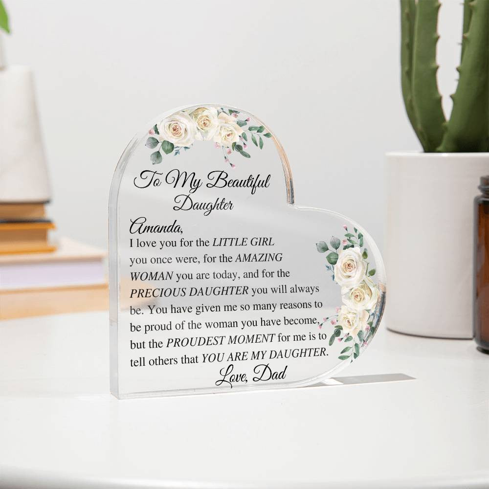 Daughter Acrylic Heart Plaque-[Heartfelt Family Gift]