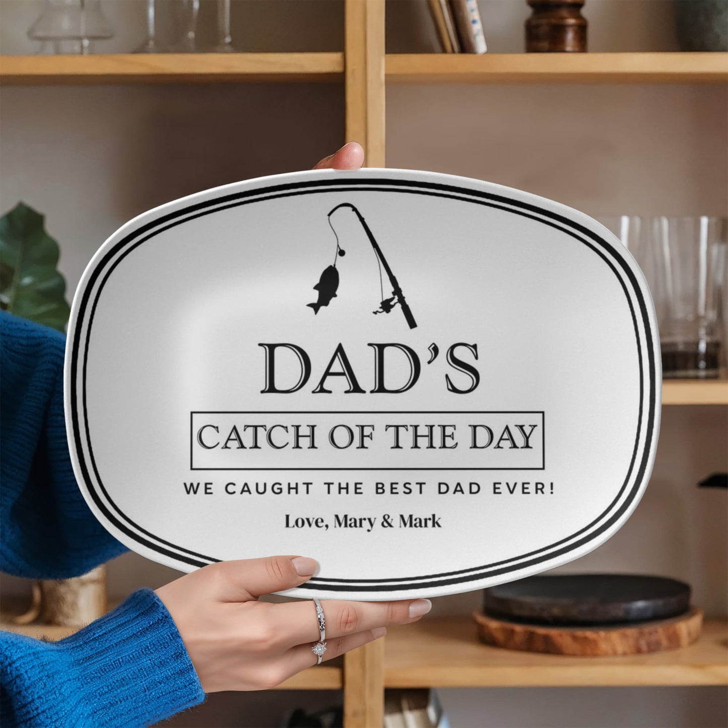 Dad's Catch Fish Platter, Personalized Fish Serving Tray