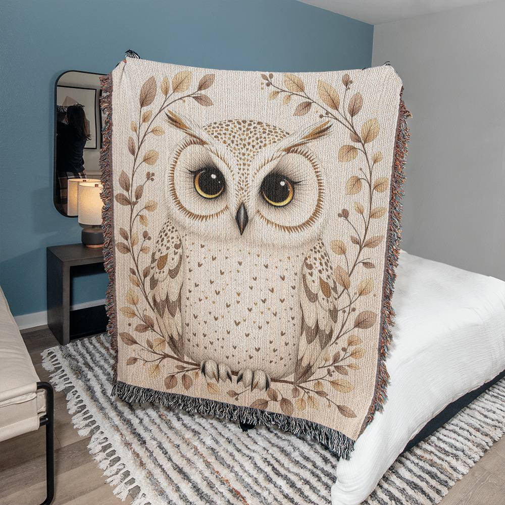 Owl Woven Cotton Throw Blanket-[Heartfelt Family Gift]