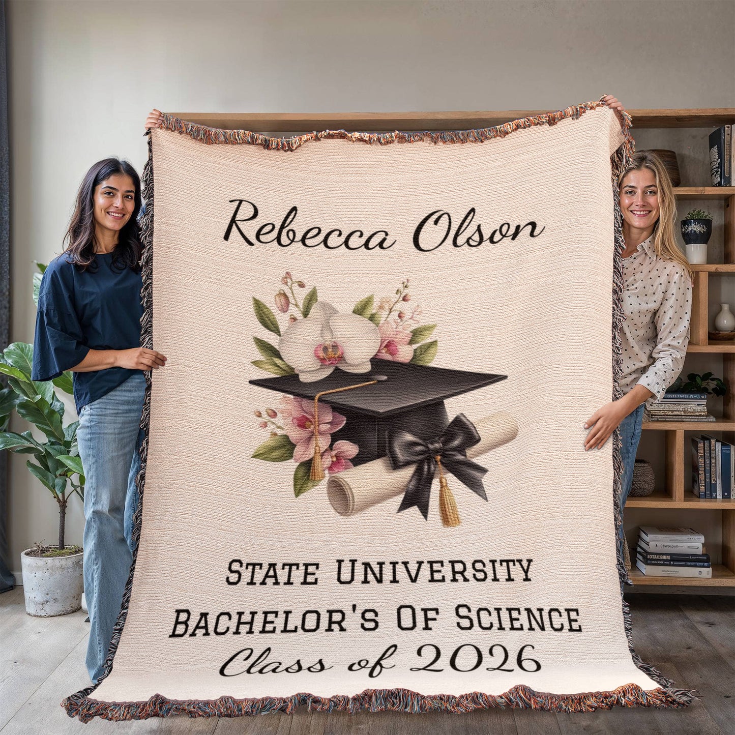 College Graduation Throw Blanket, Class of 2026 Keepsake, Custom Graduate Blanket, Graduation Gift Idea