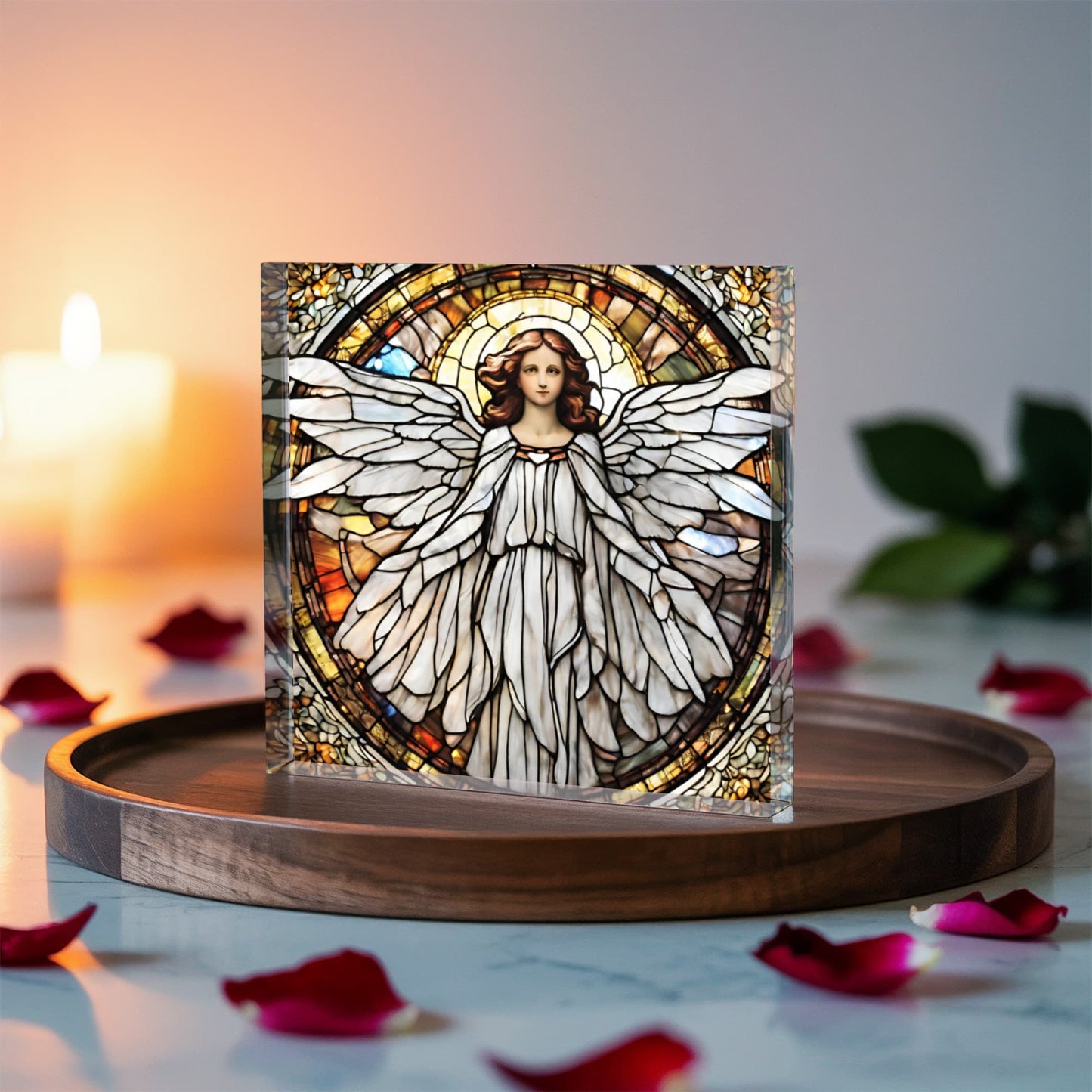 Angel Printed Acrylic Block Religious Christmas Guardian Angel