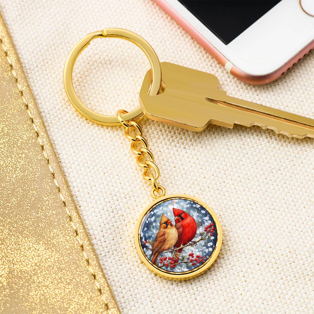 Floral Cardinals Personalized Engraved Necklace Bracelet or Keychain
