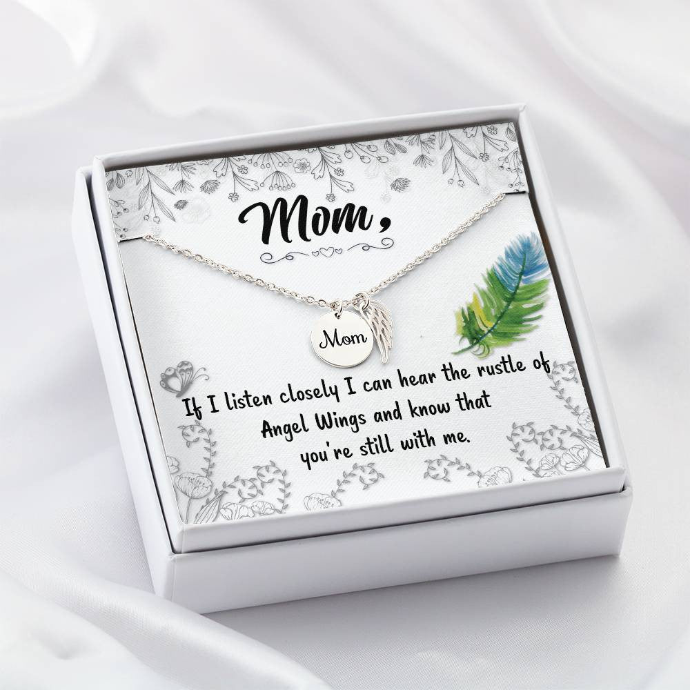 Mom Memorial Necklace Angel Wings-[Heartfelt Family Gift]