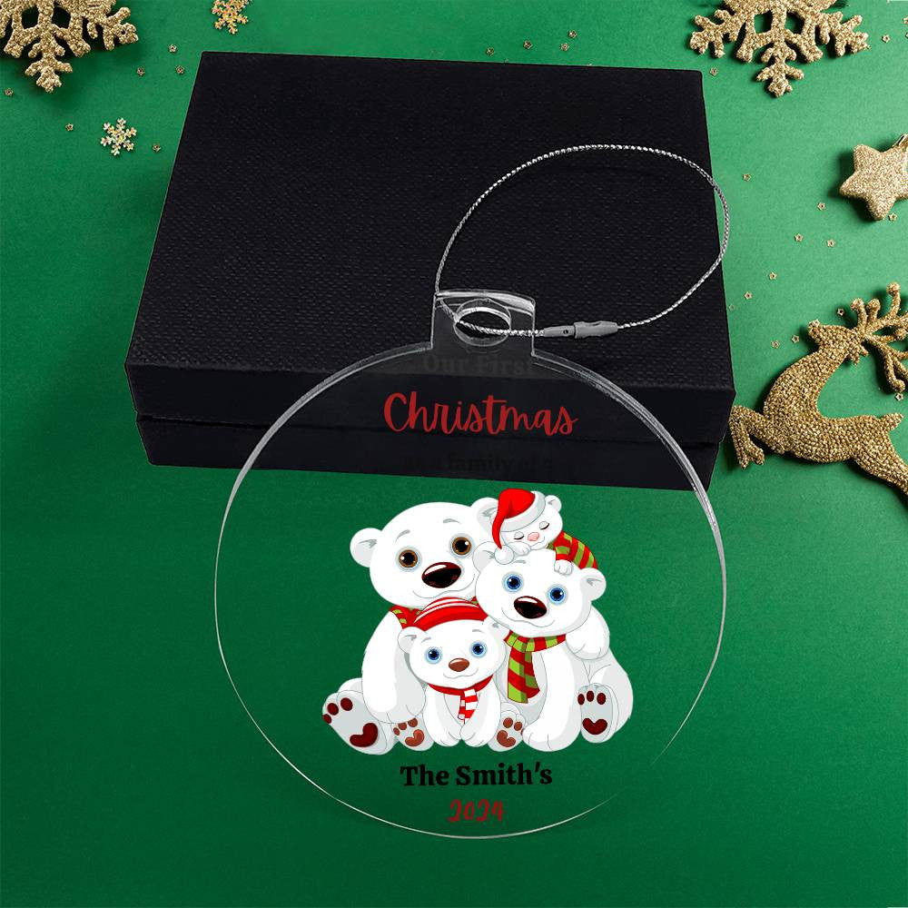 1st Christmas as a family of 4 Polar Bear Ornament-[Heartfelt Family Gift]
