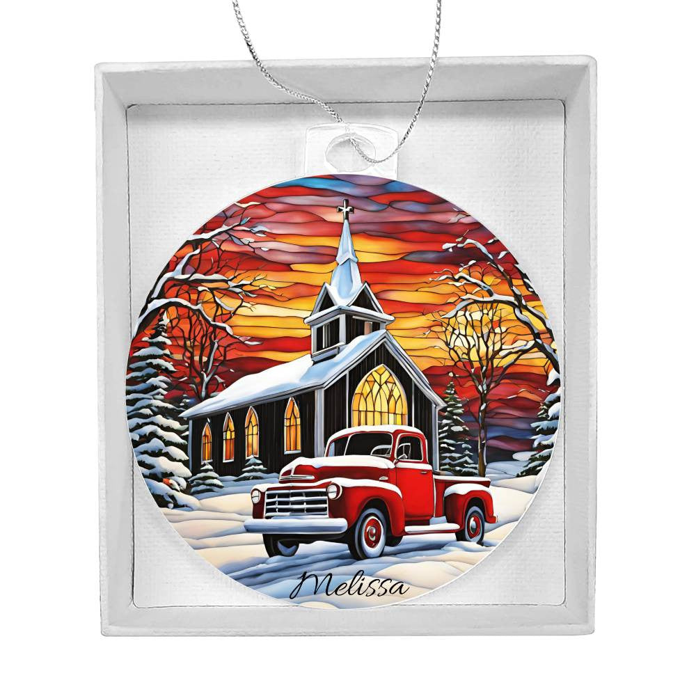 Country Christmas Red PIckup Truck Ornament-[Heartfelt Family Gift]