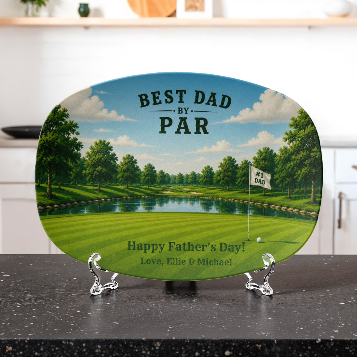 Personalized Golf Dad Serving Tray, Best Dad By Par BBQ Platter, Father's Day Gift, Custom Golf Theme Tray