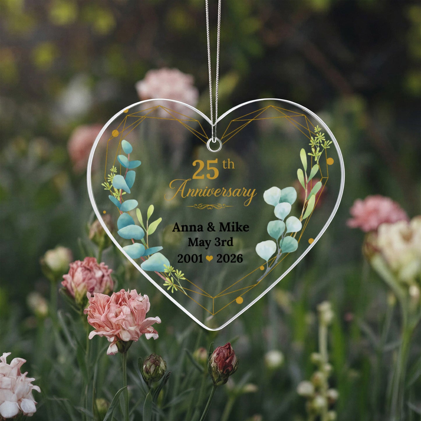 25th Wedding Anniversary Heart Ornament