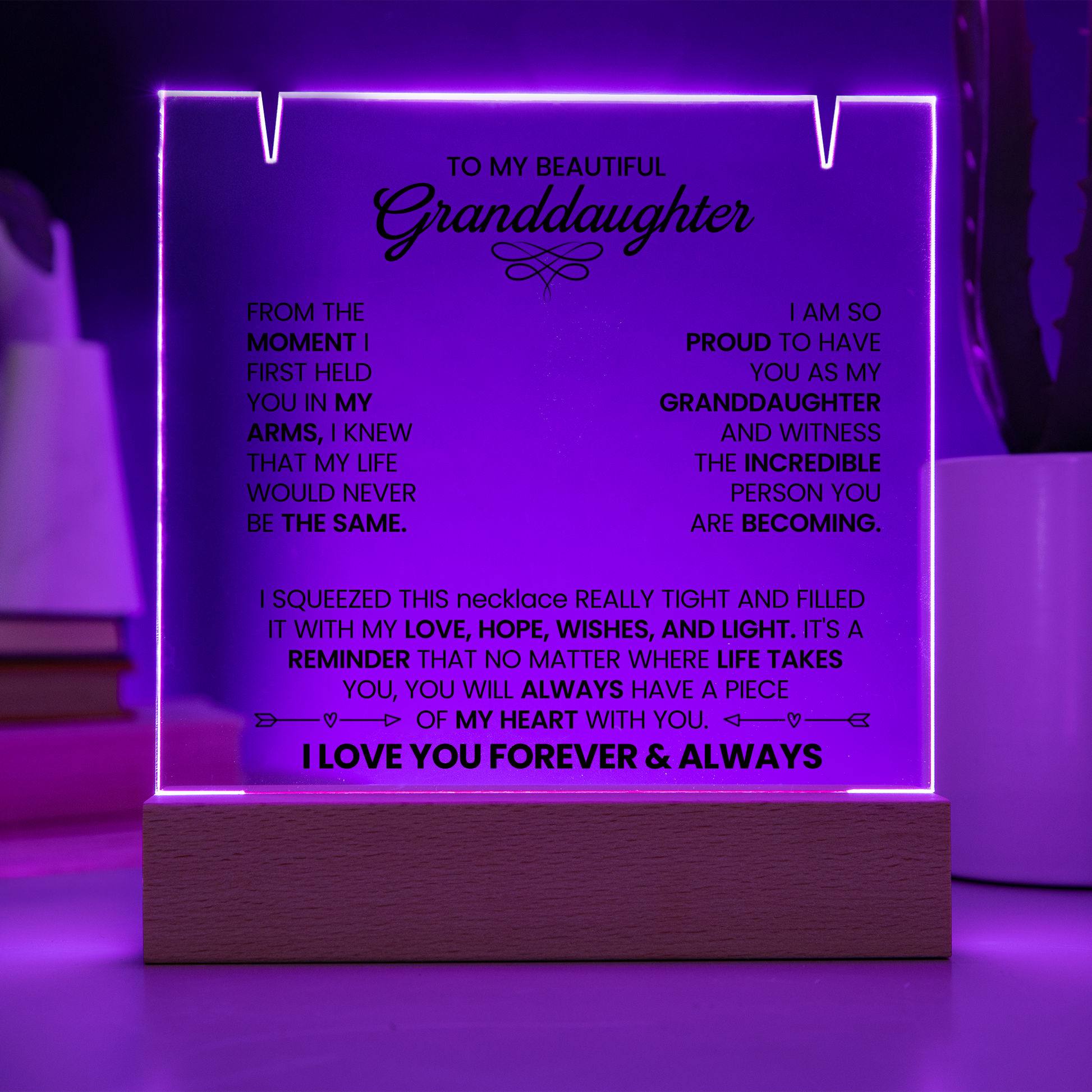 Granddaughter Lighted Jewelry Holder with Necklace Gift Set-[Heartfelt Family Gift]