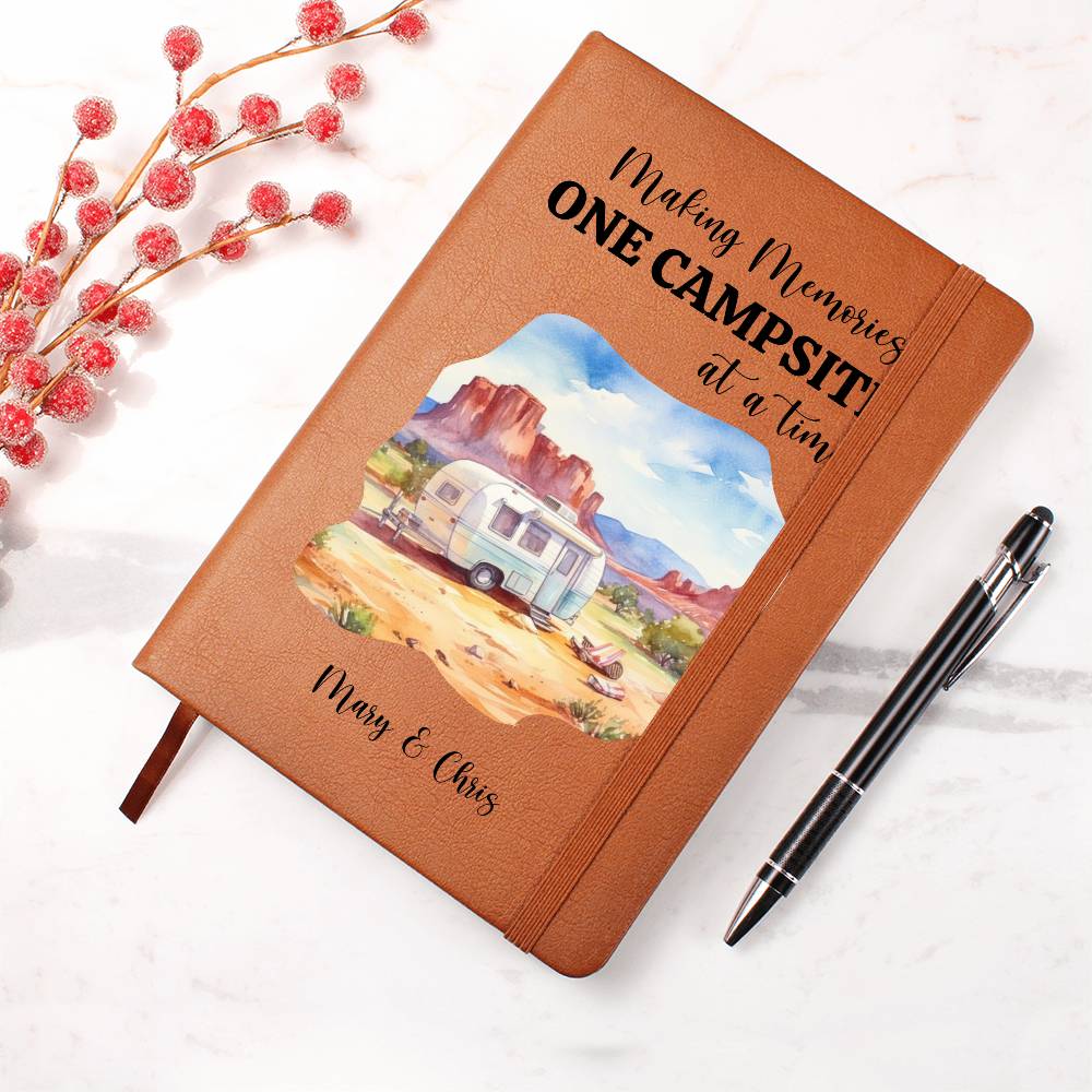 Personalized Camping Journal, Vegan Leather Journal, Custom Adventure Diary, Gift for Campers, Unique Travel Notebook, Outdoor Writing Log