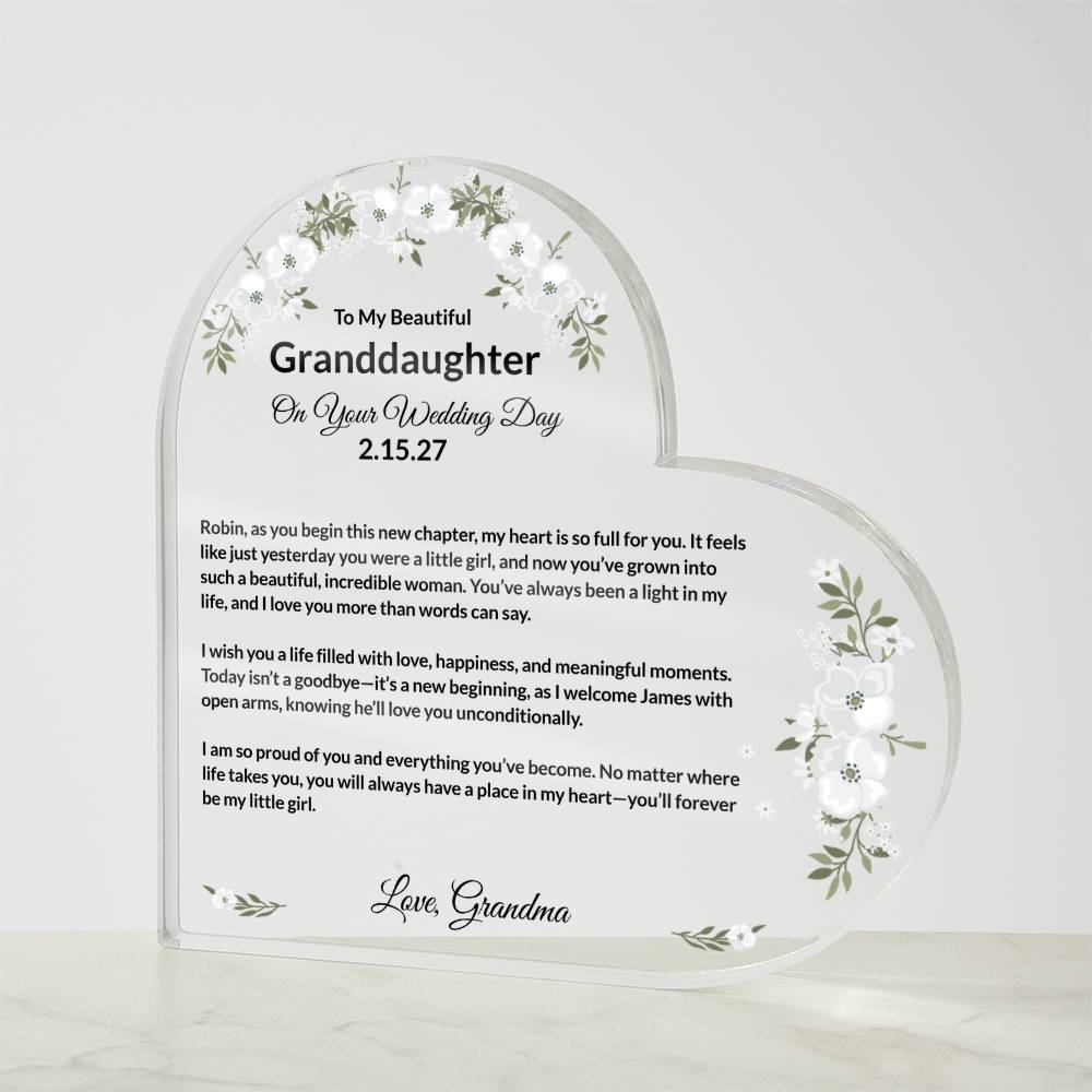 Daughter Wedding Acrylic Heart Block