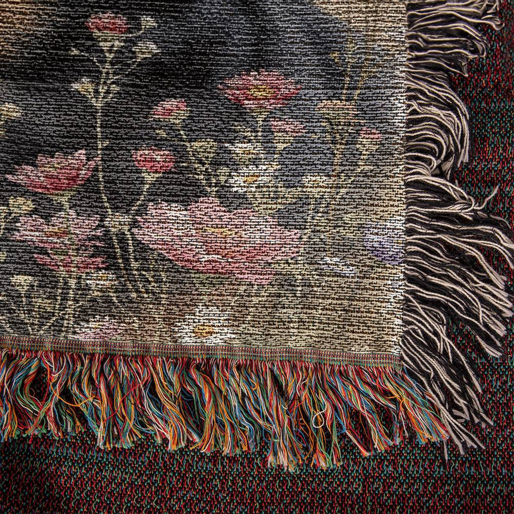 Rottweiler Wildflower Woven Cotton Throw Blanket-[Heartfelt Family Gift]
