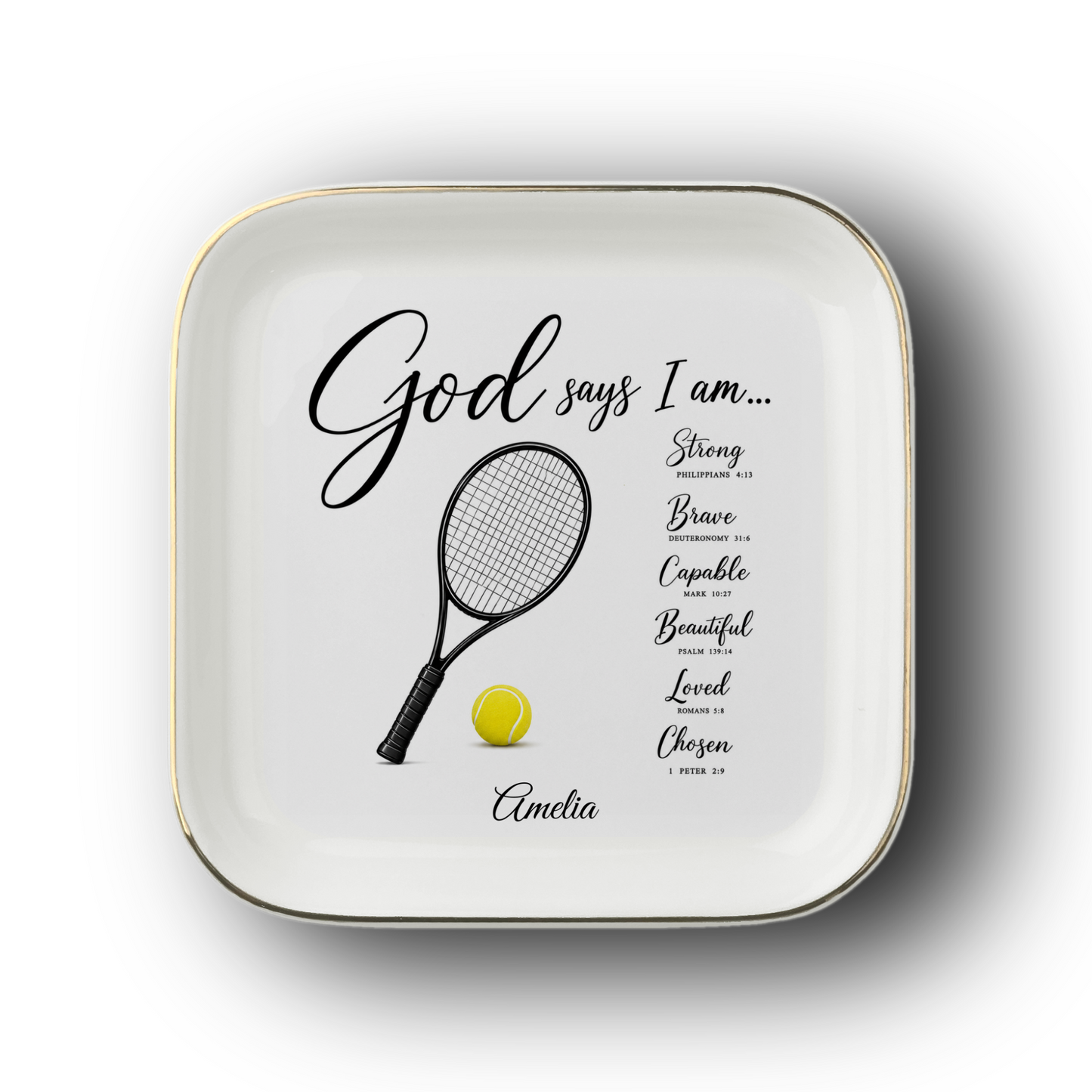 Tennis Christian Jewelry Dish Trinket Tray