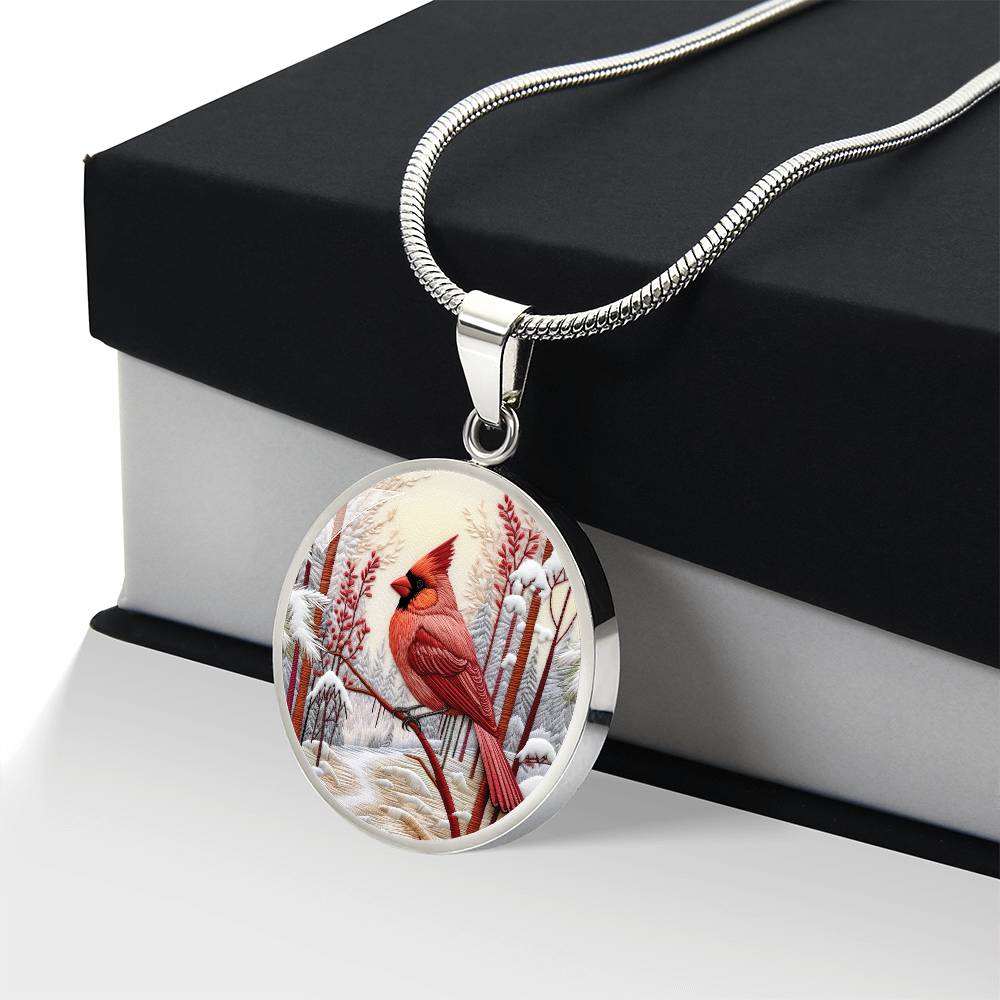 Carinal Round Pendant Necklace in Gold or silver