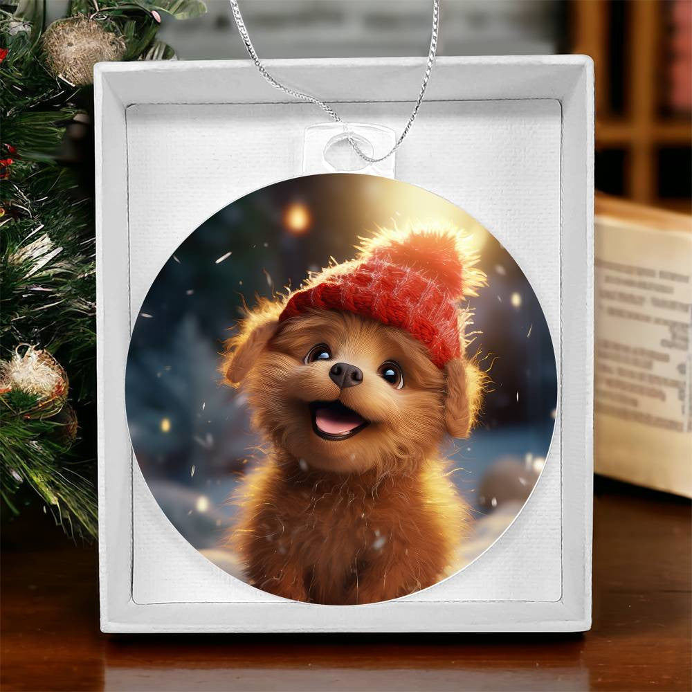 Cute Puppy Dog Acrylic Christmas Ornament-[Heartfelt Family Gift]