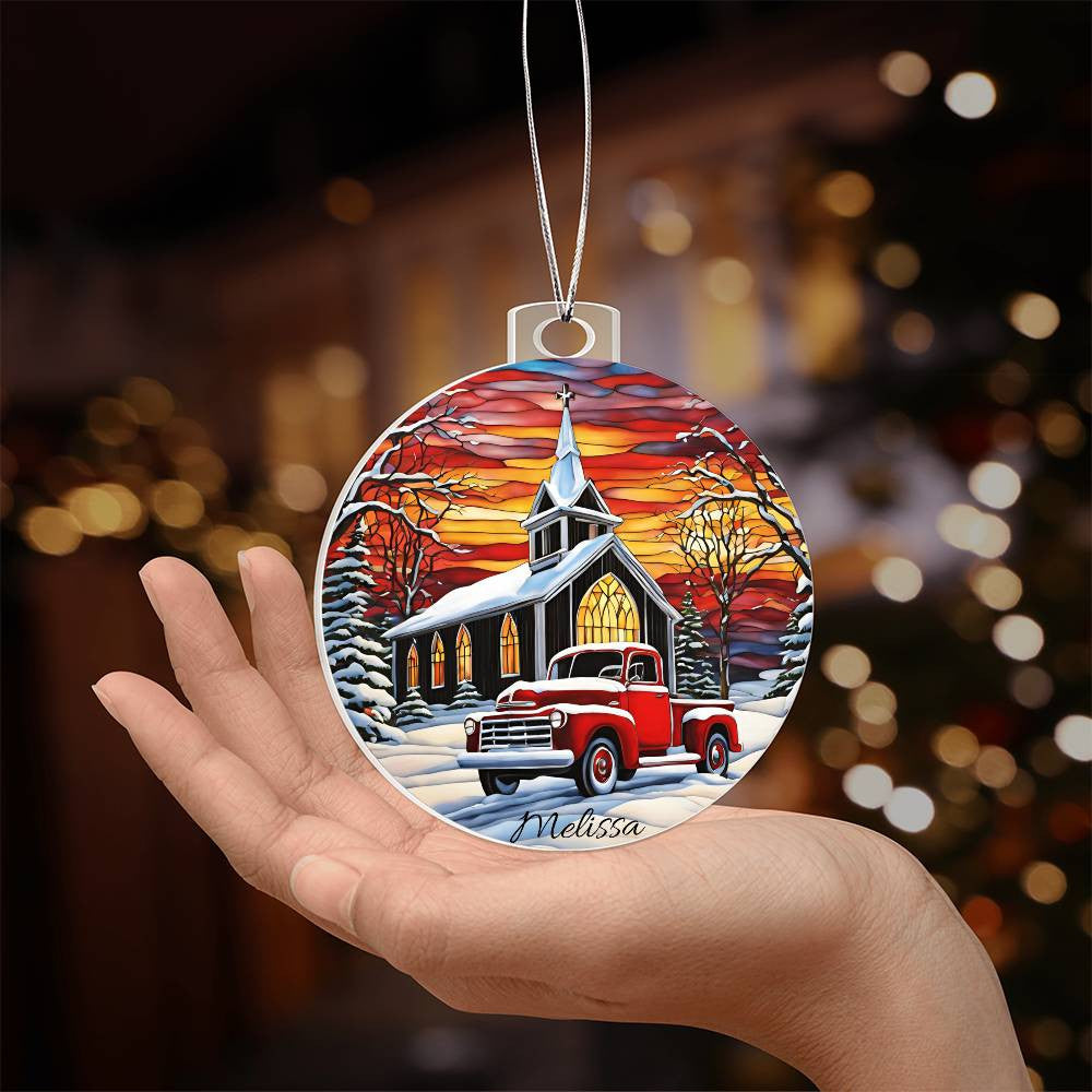Country Christmas Red PIckup Truck Ornament-[Heartfelt Family Gift]