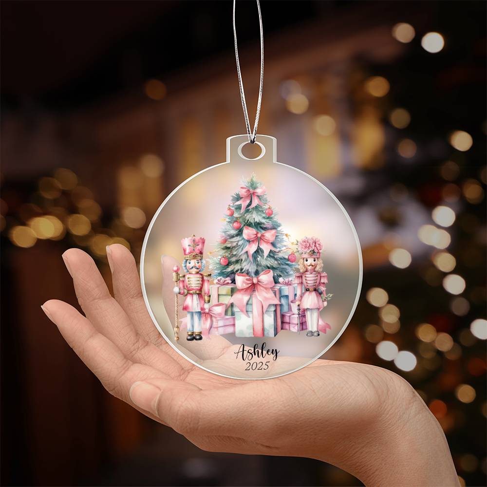 Nutcracker Coquette Bows Acrylic Christmas Ornament