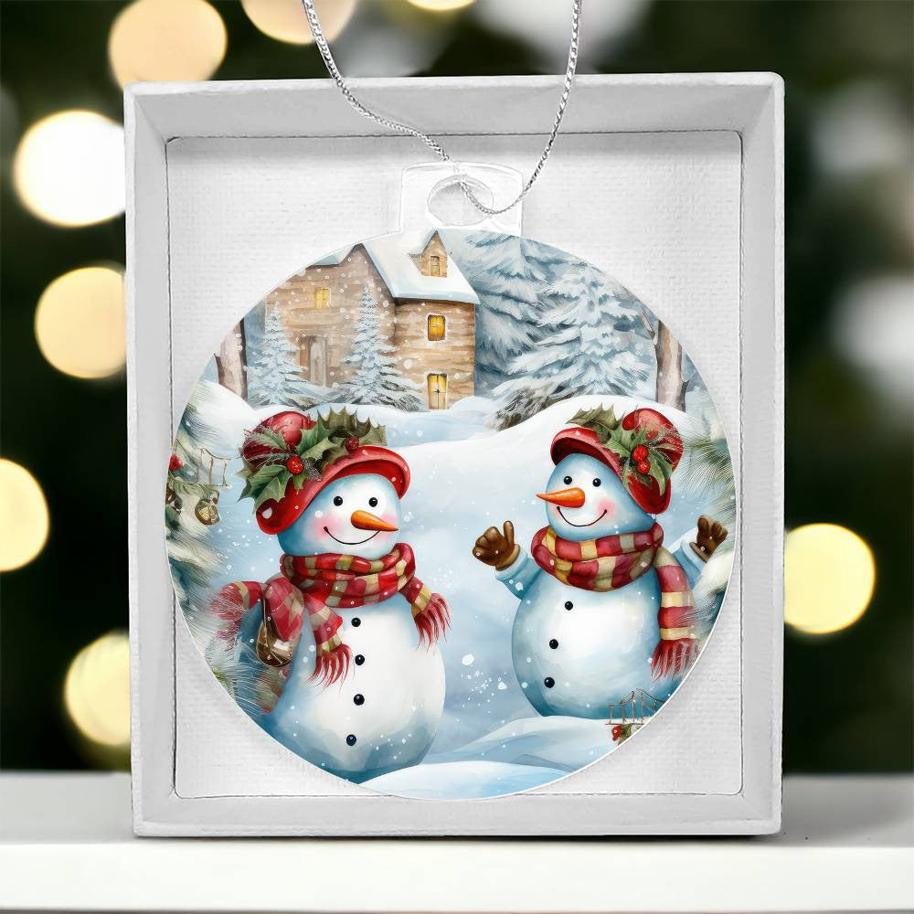 Snowmen Acrylic Christmas Ornament-[Heartfelt Family Gift]