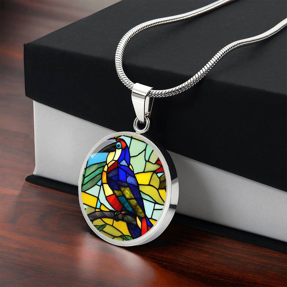 tucan 2 Polar Bear Round Pendant Necklace in Gold or silver-[Heartfelt Family Gift]