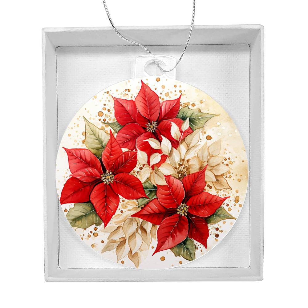 Poinsettia Penquin Acrylic Christmas Ornament-[Heartfelt Family Gift]