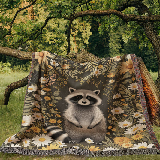 Raccoon Woven Cotton Throw Blanket-[Heartfelt Family Gift]