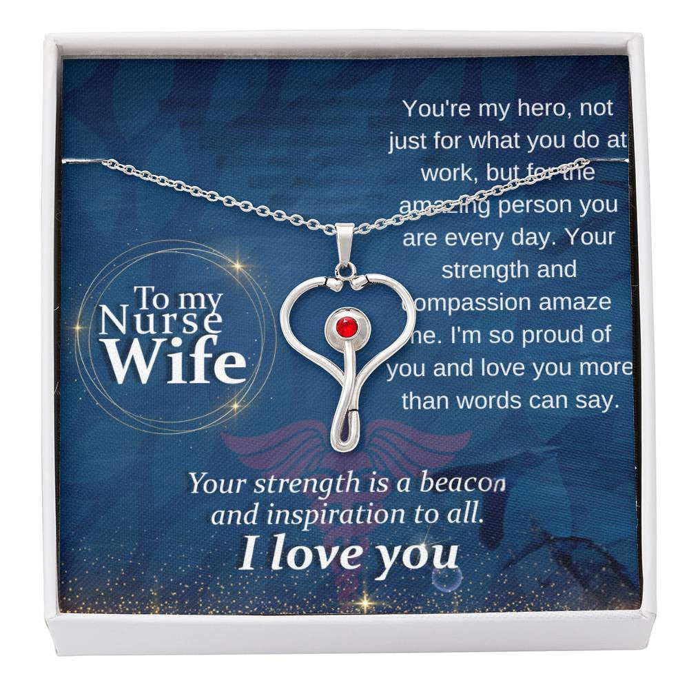 Nurse Wife Stethoscope Necklace - Thoughtful Gift for Her-[Heartfelt Family Gift]