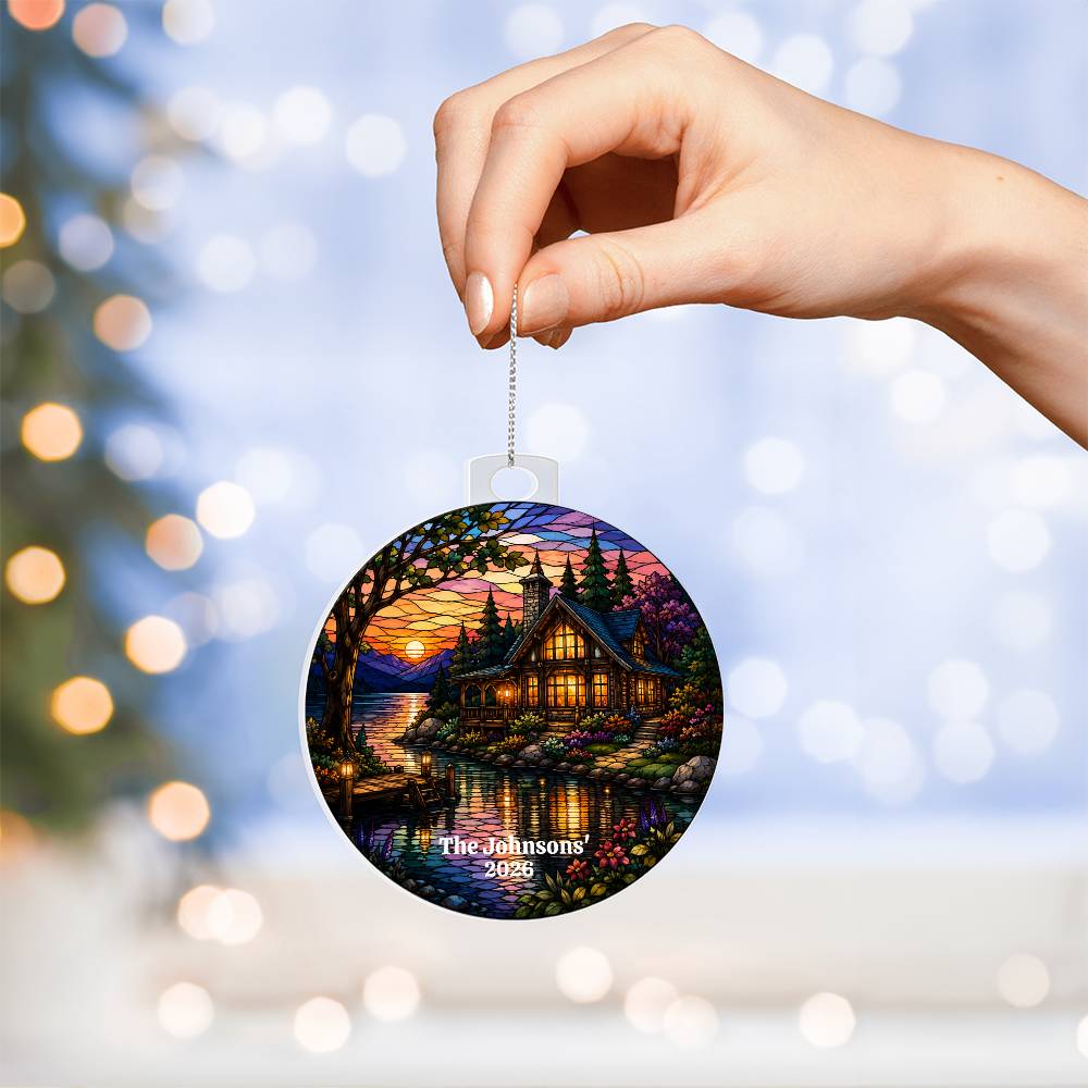 Personalized Lake House Christmas Ornament