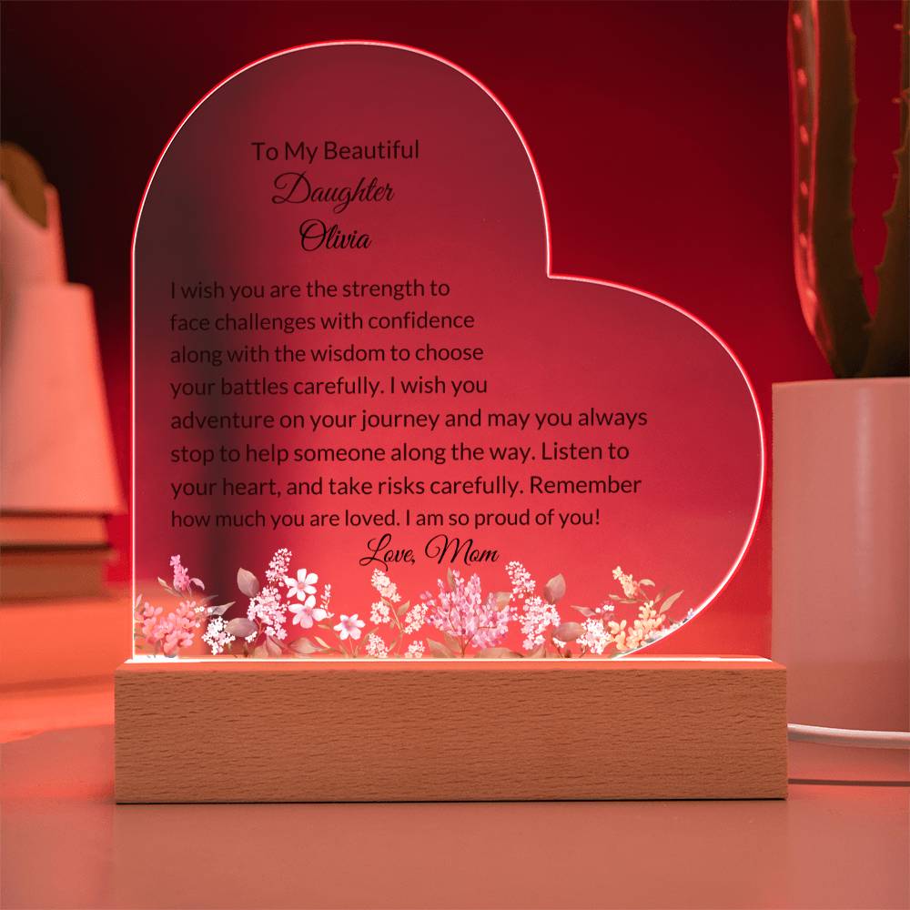 Daughter Personalized LED  Heart Plaque