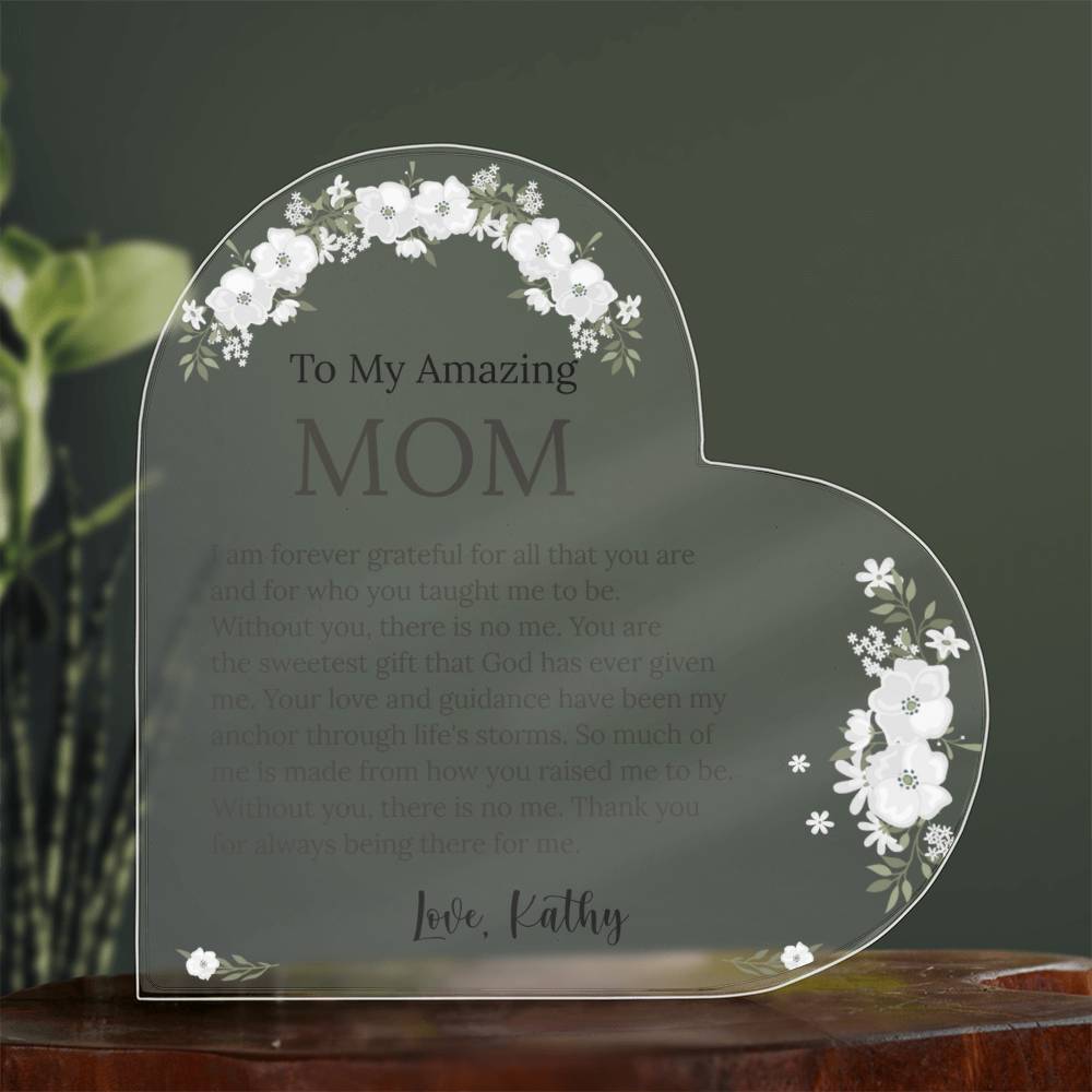 Mom Heart Acrylic Plaque Gift