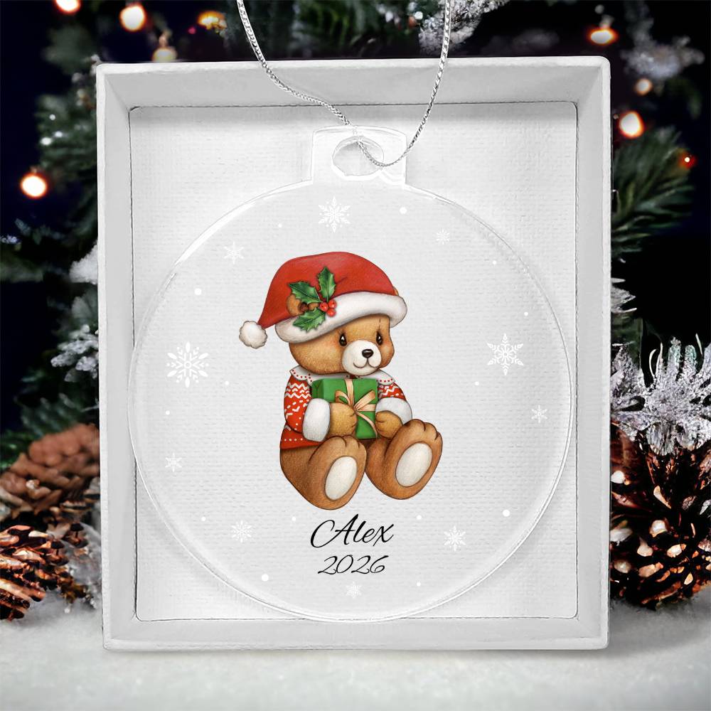 Teddy Bear Snowflake Christmas Ornament