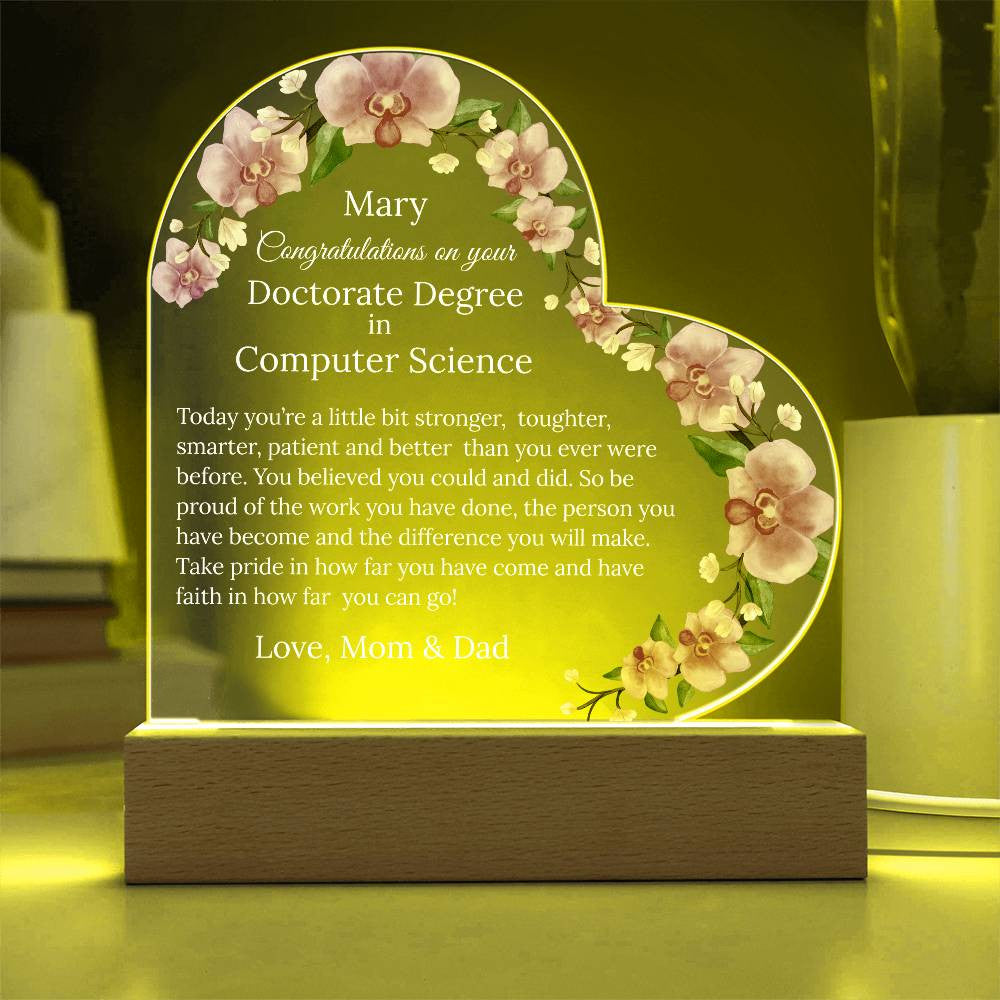 Personalized Doctorate Degree Graduation Plaque