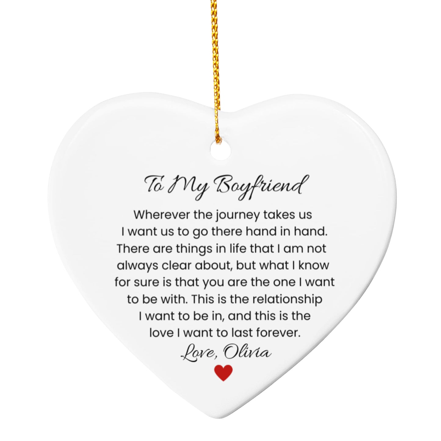 Romantic Ceramic Ornament Gift for Boyfriend, Anniversary Gift, First Christmas Keepsake, Engagement gift, Birthday Present