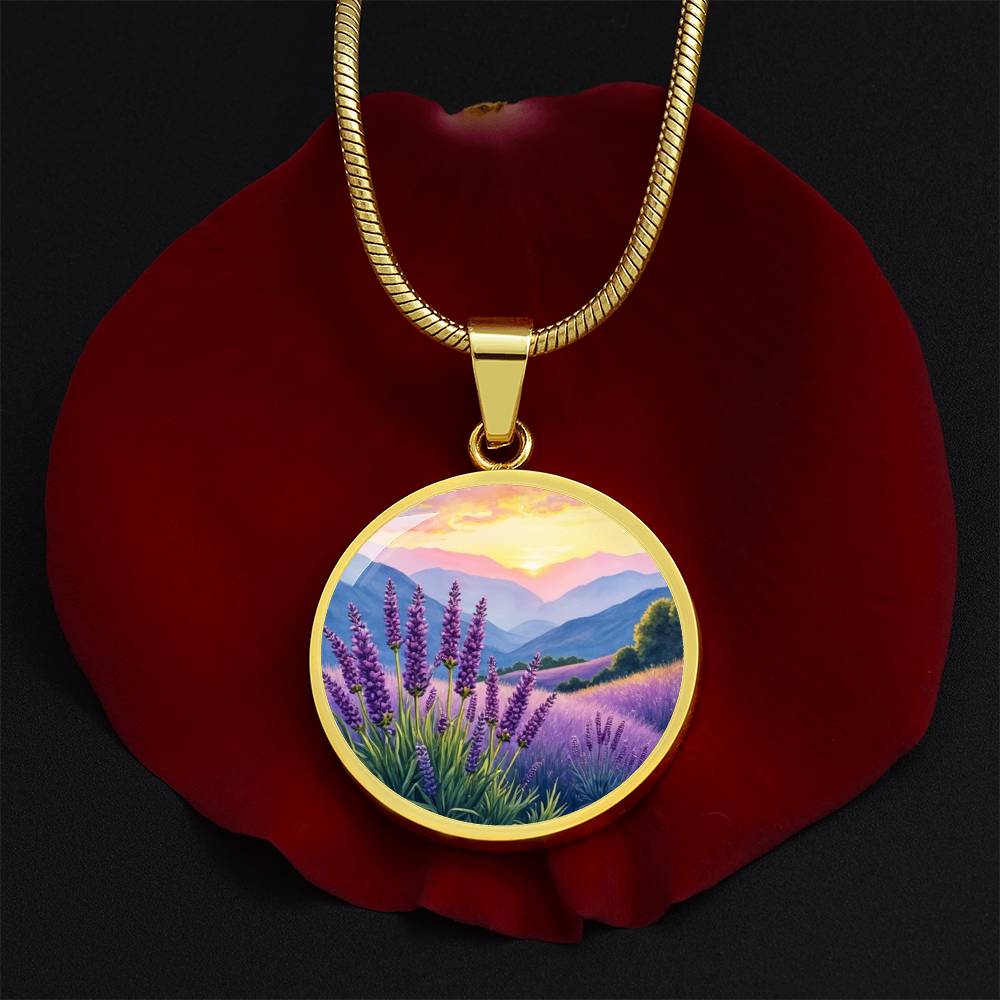Lavender Field Necklace with Engraving
