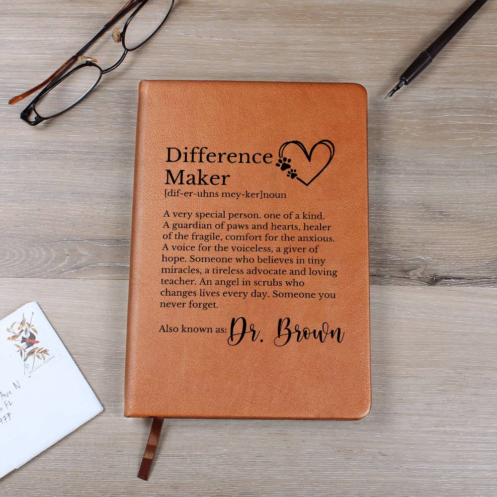 Personalized Difference Maker Journal for Vet or vet tech