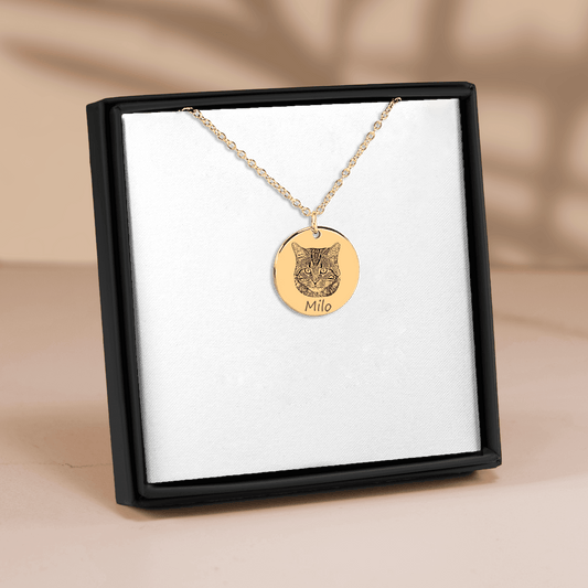 Cat Portrait Necklace-[Heartfelt Family Gift]